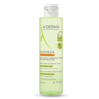 A-DERMA Exomega Control Emollient Cleansing Gel 2 σε 1 Ενυδατικό Τζελ Καθαρισμού για Ατοπικό / Ξηρό Δέρμα για Σώμα & Μαλλιά 200ml