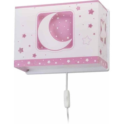 Kids Wall Lamp Pink Moonlight With Fluorsecent Par