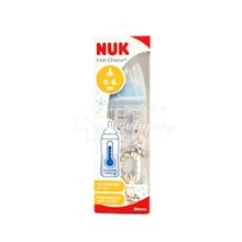 NUK First Choice+ Winnie The Pooh Πλαστικό Μπιμπερό με Θηλή Σιλικόνης και Δείκτη Ελέγχου Θερμοκρασίας 300ml (0-6m), 1τμχ. (10.741.035)