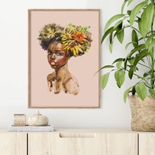Lady painting with flowers on head