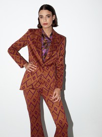 Jacquard blazer with geometrical print