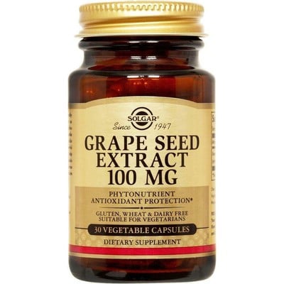 Solgar Grape Seed Extract 100mg Συμπλήρωμα Διατροφής Για Τόνωση Μικροκυκλοφορικού, Ιδανικό Για Αγγειακές Διαταραχές & Κιρσώδεις Φλέβες 30 Δισκία