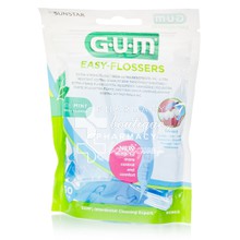 Gum Easy Flossers Waxed Cool Mint - Οδοντικό Νήμα Μίας χρήσης, 50τμχ (890)