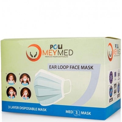 POLI MEY MED Χειρουργικές Μάσκες 3 Φύλλων Ατομικής Προστασίας Γαλάζιο x50