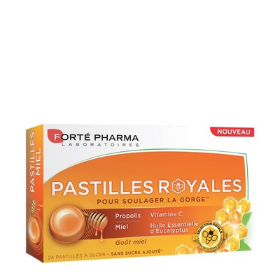 Forte Pharma - Pastilies Royales, Παστίλιες με Πρόπολη και Γεύση Μέλι για τον Πονόλαιμο - 24τμχ