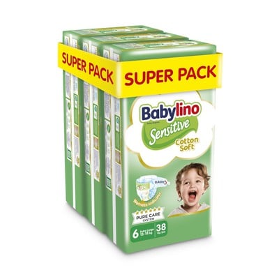 BABYLINO Sensitive Cotton Soft Πάνες Παιδικές Nο6 13-18kg (38x3) 114 Τεμάχια Super Pack