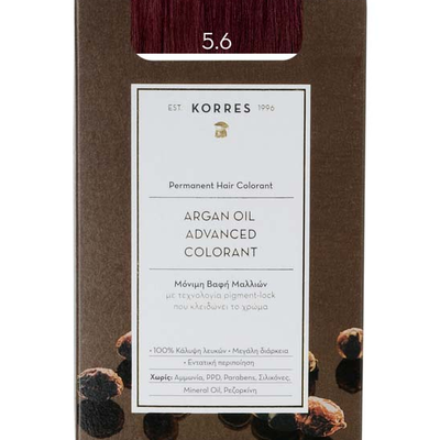 KORRES Argan Oil Advanced Colorant Βαφή Μαλλιών 5.6 Καστανό Ανοιχτό Κόκκινο