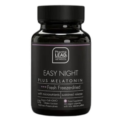 PHARMALEAD Black Range Easy Night Plus Melatonin Για Τη Διατήρηση Του Φυσιολογικού Ύπνου & Την Ανακούφιση Από Το Jet Lag 30 Κάψουλες