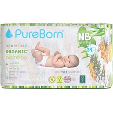 PureBorn Organic Bamboo Nappy Newborn (Έως 5kg) Βρ