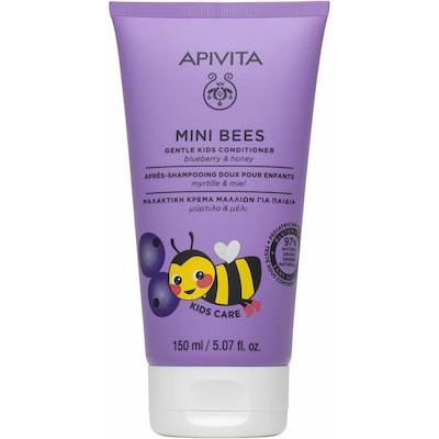 APIVITA Mini Bees Gentle Kids Conditioner Blueberry & Honey, Μαλακτική Κρέμα Μαλλιών Για Παιδιά Με Μύρτιλο & Μέλι 150ml