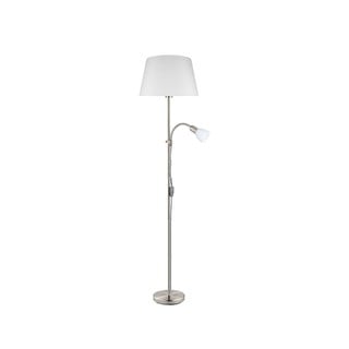Floor Lamp with Fabric Shade E27 White Nickel Cone
