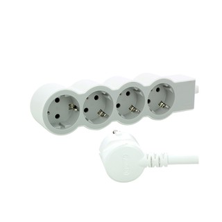 Socket Outlet 4-Way STD Cable 3m White/Gray