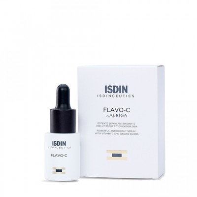 ISDIN Flavo-C Antioxidant Serum With Vitamin C & Ginkgo Biloba Ισχυρή Βιταμίνη C Που Δρα Στην Επιδερμίδα Για 10 Ώρες 30ml