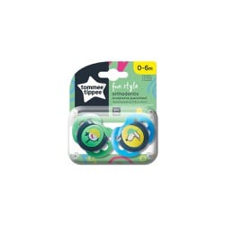 Tommee Tippee Fun Style Ορθοδοντικές Πιπίλες Σιλικόνης 0-6m Πράσινες 2 τεμάχια