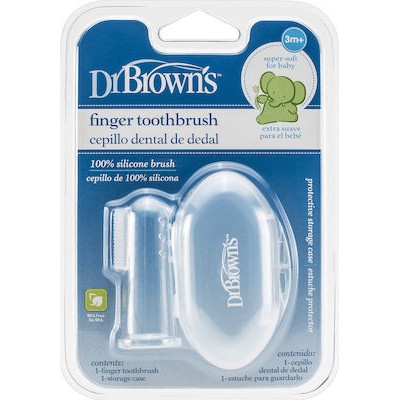 DR BROWN'S Βρεφική Δακτυλική Οδοντόβουρτσα Σιλικόνης Για 3+ Μηνών HG 010