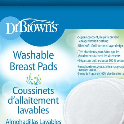 DR. BROWN'S Washable Breast Pads Βαμβακερά Επιθέματα Στήθους Πλενόμενα 4 Τεμάχια S4001