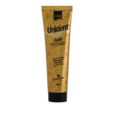 INTERMED Unident Gold Toothpaste Λευκαντική Οδοντόκρεμα Με Ψήγματα Χρυσού Ειδικά Σχεδιασμένη Για Καθημερινή Χρήση 100ml