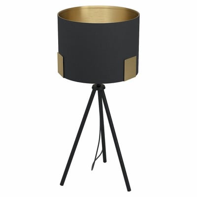 Table Lamp Tortola Black With Black/Brass Shade 1X