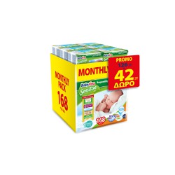 Babylino Sensitive Monthly Pack Diapers Size 1 (2-5kg) 168 diapers