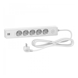 Socket Outlet Unica 5-Way +2USB Cable 3m White