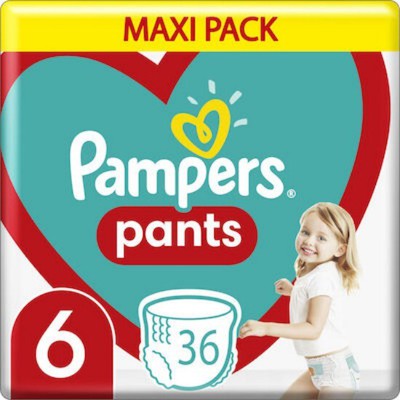 PAMPERS Βρεφικές Πάνες Βρακάκια Pants No.6 15+Kgr 36 Τεμάχια Maxi Pack