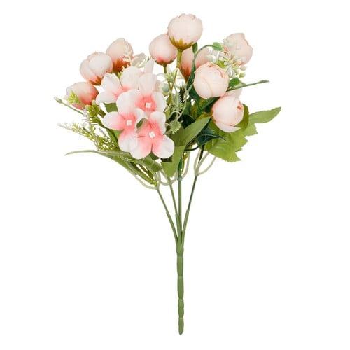 Buqete dekorative lule te bardha me roze 29x12 cm 