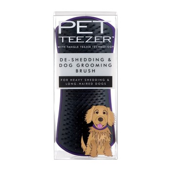 PET TEEZER DE-SHEDDING & DOG GROOMING BRUSH PURPLE