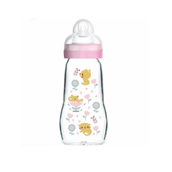 Mam Feel Good Glass Baby Bottle With Silicone Nipple 2+ Months 260ml