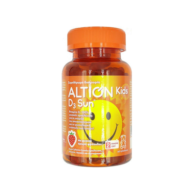 ALTION Kids Vitamin D3 Sun 200IU Συμπλήρωμα Διατροφής Για Παιδιά Με Γεύση Φράουλα x60 Ζελεδάκια