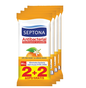 2+2 ΔΩΡΟ Septona Antibacterial-Μαντηλάκια με Άνθος