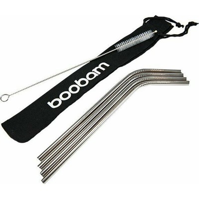 BOOBAM STRAW METAL 4-PACK SILVER