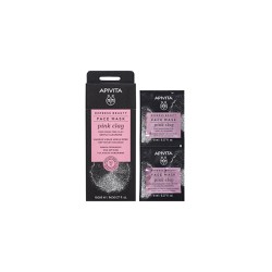 Apivita Express Beauty Face Mask Pink Clay Μάσκα Προσώπου Με Ροζ Άργιλο Για Απαλό Καθαρισμό 2x8ml
