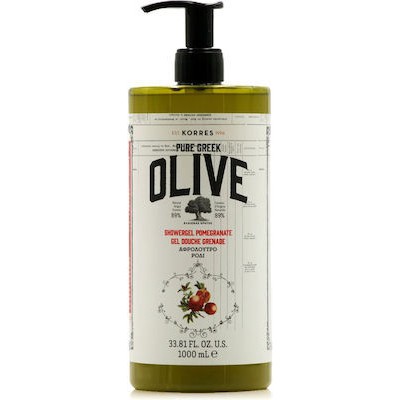 KORRES Pure Greek Olive Shower Gel Pomegranate Τονωτικό Αφρόλουτρο Mε Εκχύλισμα Φύλλων Ελιάς & Άρωμα Ρόδι 1000ml