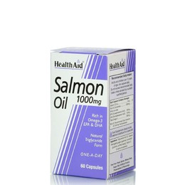 Health Aid Salmon Oil 1000mg 60caps. Φυσική λήψη Omega 3 λιπαρών οξέων από 100% έλαιο σολομού.