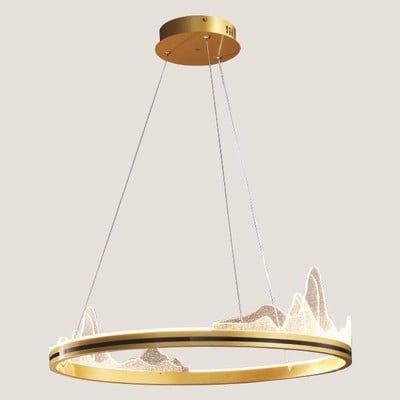 Pendant Light Led Gold With Glass 55W 3000K 4125Lm