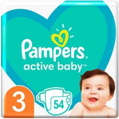 PAMPERS Βρεφικές Πάνες Active Baby No.3 6-10Kgr 54 Τεμάχια Value Pack
