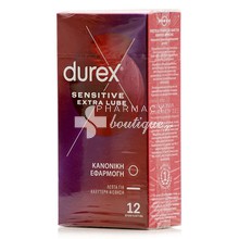Durex Sensitive Extra Lube - Κανονική Εφαρμογή, 12τμχ.