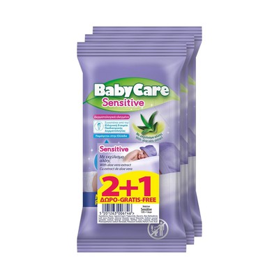 BABYCARE Sensitive Mini Μωρομάντηλα Για Το Ευαίσθητο Βρεφικό Δέρμα (2+1 Δώρο) 3x12
