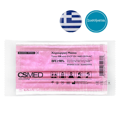 CSMED Surgical Mask Type II BFE> 98% Pink 1 Piece