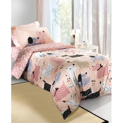 Σετ Σεντόνια 3τμχ. Doggy Pink 160x260 Saint Clair 