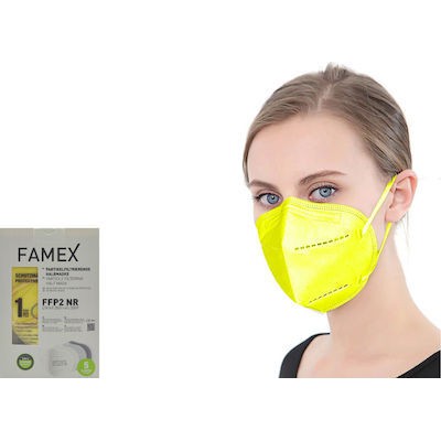 FAMEX Μάσκα Προσώπου Υψηλής Προστασίας KN95-FFP2 Χωρίς Βαλβίδα Κίτρινη x10