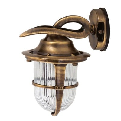 Brass Wall Light Antique Height:24cm Ε27 Ip64