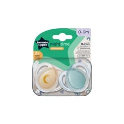 Tommee Tippee Πιπίλες Σιλικόνης Night 0-6m 2 τεμάχια