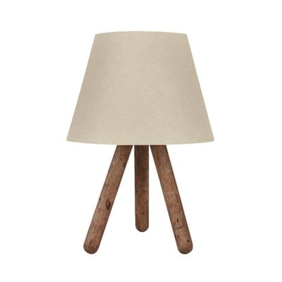 Table Light 1x2E7 Beige Lampshade With Wooden Base