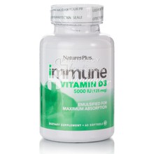 Natures Plus Immune Vitamin D3 5000iu, 60 softgels5