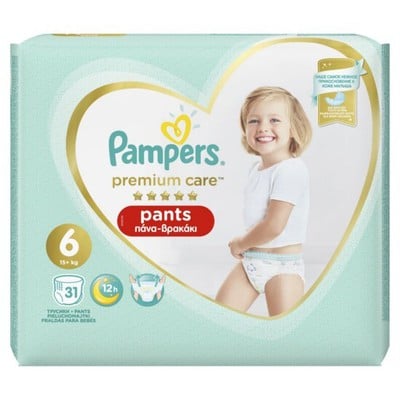 PAMPERS Βρεφικές Πάνες Βρακάκια Premium Pants No.6 15+Kgr 31 Τεμάχια Jumbo Pack