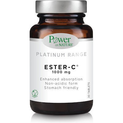POWER Of Nature Platinum Range Ester-C Βιταμίνη Για Ενέργεια & Ενίσχυση Του Ανοσοποιητικό 1000mg 30 Ταμπλέτες