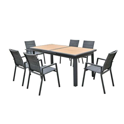 Napoli set Dining alu Κήπου: 6 Πολυθρόνες + Τραπέζ