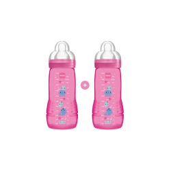 Mam Easy Active Baby Bottle With Silicone Nipple 4+ Months Pink 2x330ml