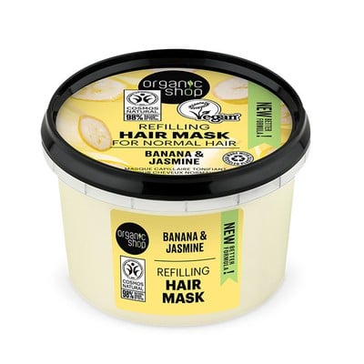ORGANIC SHOP Refilling Hair Mask Banana & Jasmine Μάσκα Για Κανονικά Μαλλιά 250ml